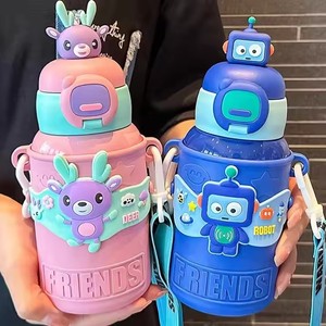 Botella de agua de acero inoxidable para niños de 450mL, termo, taza portátil para bebés, botellas de leche y agua con estilo de dibujos animados, aisladas y bonitas - Product Image 4