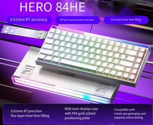 Aula HERO84 Nuevo Teclado Mecánico para Juegos RGB 8K Blanco-Morado de Doble Color para Laptop/PC ESports 84 Teclas Intercambiables USB 1.0 - Product Image 3