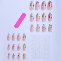Lot de 24 faux ongles longs style punk, effet œil de chat, forme ballerine, à presser, avec diamants brillants et paillettes, personnalisables pour nail art