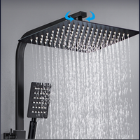 Ensemble de douche de pluie à affichage numérique thermostatique 4 fonctions carré noir mat pour projet commercial
