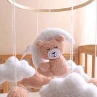 Mainan Gantung Beruang Kecil dari Polyester Cloud untuk Tempat Tidur Bayi, Mainan Penenang untuk Bayi Baru Lahir, Dekorasi Tempat Tidur yang Membantu Tidur, 0-6 Bulan