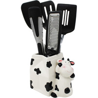 Vente en gros OEM drôle ustensiles de cuisine porte-outils Dolomite mignon ustensile Pot décoratif en céramique porte-ustensiles avec logo personnalisé