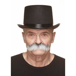 Moustache auto-adhésive gris de grand-père à bascule, faux cheveux de haute qualité - Product Image 3