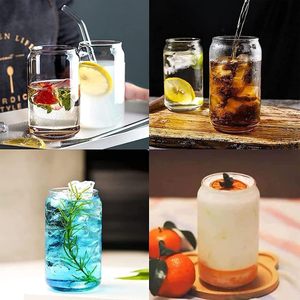 Vasos de 16 oz con forma de lata de cerveza y tapa de bambú para café helado, té, batidos, whisky y agua - Product Image 4