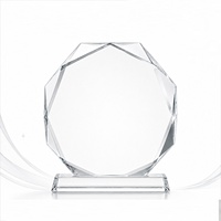 Plaque de récompense en cristal octogonal gravée au laser personnalisée HBL, trophée en cristal transparent vierge pour souvenir d'entreprise