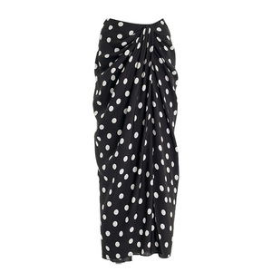 Ensemble de maillot de bain 2 pièces pour femme, motif pois, épaules dénudées, avec jupe longue froncée à fente latérale - Product Image 3