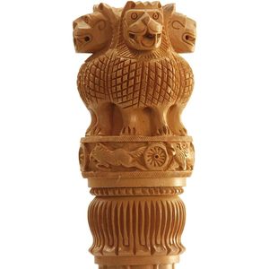 PARIJAT HANDICRAFT Emblème décoratif en bois Ashoka Stambh Inde Ashok Chakra Pilier Memento Sculpture pour bureau à domicile - Product Image 2