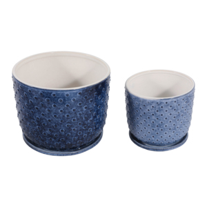 Vasi in gres porcellanato con sottovaso testurizzato per piante da interno ed esterno, decorazioni da giardino - Product Image 5