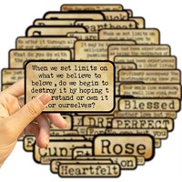 Paquete de 50 Pegatinas Decorativas Retro de PVC Impermeables con Diseño de Notas en Inglés para Botellas, Maletas, Cuadernos, Tazas, Teléfonos, Laptops, Cascos