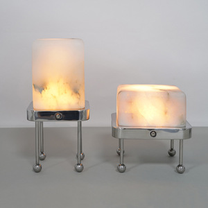 Jia Wenjun Minimalist Modern Table <b>Lamp</b> Natural Marble <b>Touch</b> Control Cordless LED Night Light <b>Bedside</b> Ambient Lighting - Product Image 5
