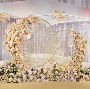 6.6ft Accessoires <span class=keywords><strong>De</strong></span> Mariage <span class=keywords><strong>Blanc</strong></span> <span class=keywords><strong>Or</strong></span> Cerceau Métallique <span class=keywords><strong>Ballon</strong></span> Cercle Boucle Fleur Arc avec Support Décoration Maison Fête - Product Image 1