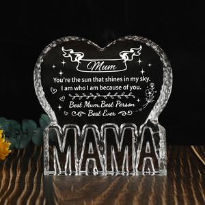 Recuerdo de Cristal en Forma de Corazón, Cristal Grabado con Mensaje Personalizado, Regalo para Mamá, Aniversario - Product Image 2