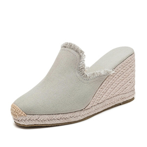 <span class=keywords><strong>Espadrilles</strong></span> <span class=keywords><strong>compensées</strong></span> décontractées couleur sauge pour femme, style mule sans talon, légères et antidérapantes, <span class=keywords><strong>mules</strong></span> d'été pour femme - Product Image 2