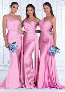 Vestido <span class=keywords><strong>de</strong></span> <span class=keywords><strong>Dama</strong></span> <span class=keywords><strong>de</strong></span> Honor Estilo Sirena con un Hombro 2023 Elegante <span class=keywords><strong>de</strong></span> Satén Elástico para Fiesta <span class=keywords><strong>de</strong></span> Boda - Product Image 4