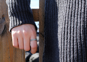 Krj047 retro Thái bạc mở vòng S925 đồ trang sức mỹ với vòng bóng Dot phong cách Claw và prong thiết lập Inlay công nghệ - Product Image 6