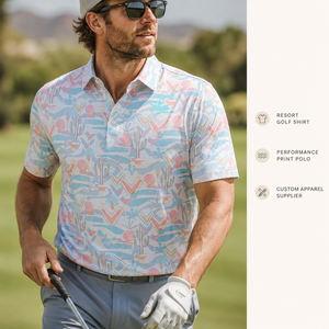 Camiseta de Polo de Golf Personalizada para Hombre, Estampado Desértico, Secado Rápido, Ligera, Transpirable, OEM, ODM, Marca Privada - Product Image 2