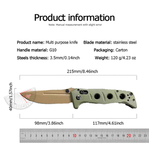 Navaja de Bolsillo Plegable Táctica de Supervivencia OEM Personalizable, Hoja de Acero Inoxidable No Ajustable de 3.5mm de Grosor, G10, para Caza y Bricolaje - Product Image 6