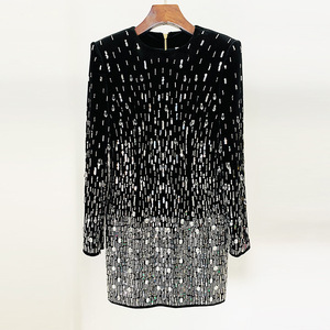 2024 autunno inverno Star della moda nuovo abito a <span class=keywords><strong>maniche</strong></span> <span class=keywords><strong>lunghe</strong></span> con Glitter con perline e perline - Product Image 2