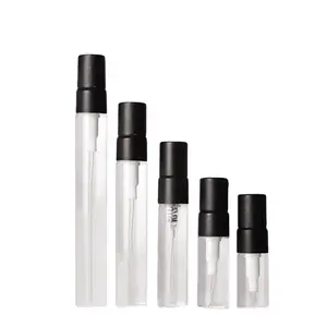 Manufacturer 2ml 5ml 8ml 10ml refillable glass perfume spray bottle vial with black fine mist sprayer for perfume tester samples