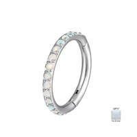 2024 diskon besar grosir 8/10mm baja tahan karat tubuh tindik perhiasan Opal hidung cincin berengsel Opal Septum untuk wanita