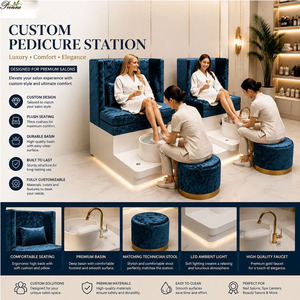 Fauteuil de pédicure double sur mesure de luxe avec bain de pieds intégré, style marine, pour <span class=keywords><strong>spa</strong></span> et massage des pieds - Product Image 2