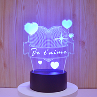 Lampe de nuit à illusion 3D à base noire de 16 couleurs avec télécommande