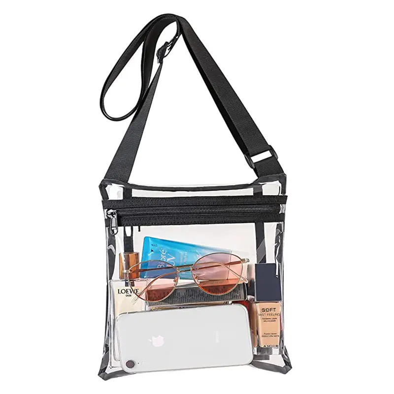 Wholesale Custom Waterproof Transparent Clear PVC Plastic Cross Body Shoulder Messenger Sling Bag