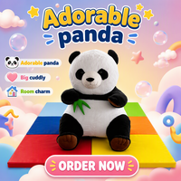 Vente en gros de peluches géantes de 36 pouces, panda chinois en peluche douce, animal en peluche brodé en forme de bambou, personnalisable, en coton PP, jouets de Noël