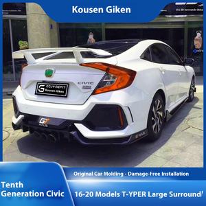 ชุดพิมพ์ภายนอกสำหรับ <span class=keywords><strong>Honda</strong></span> <span class=keywords><strong>Civic</strong></span> ดัดแปลงชุดเต็มตัวทั้งชุดกันชนหน้าและหลังพร้อมเซอร์ราวด์ขนาดใหญ่ TR - Product Image 2