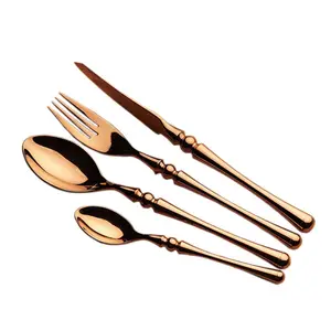 작은 MOQ 하이 퀄리티 스테인레스 스틸 로즈 골드 거울 flatware 세트 숟가락과 포크 칼 세트 상자