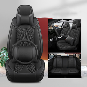 Housse de siège avant de voiture de luxe entièrement enveloppante, quatre saisons, universelle, en cuir perforé respirant, automne-hiver - Product Image 5