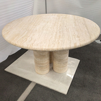 Table basse en travertin beige clair de luxe en pierre naturelle faite à la main, style nordique, décoration d'intérieur