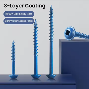 Vis autoperceuses métriques M2 en acier revêtu bleu pour le travail du bois extérieur, à tête ovale avec rondelle, à empreinte carrée, à pas grossier - Product Image 5