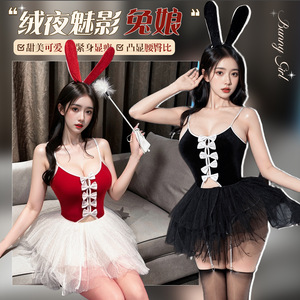 Costume de lapin de Noël Lemon Story pour femme, robe sexy en velours rouge avec oreilles et jarretelles pour fête de fin d'année - Product Image 5