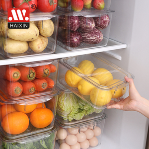 Caixa Organizadora de Alimentos <span class=keywords><strong>PET</strong></span> Transparente Haixin para Geladeira, Caixa de Armazenamento para Frutas e Vegetais com Cesto de Drenagem - Product Image 1