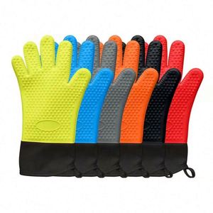 Guantes de Silicona Resistentes al Calor al por Mayor, Guantes de Cocina de Algodón para Barbacoa, Guantes para Horno y Microondas, Guantes Resistentes al Calor - Product Image 1