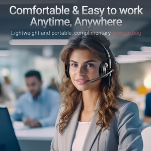 AWATRUE EH05 Wired <b>USB</b>/3.5mm Office Headset with ENC Noise Canceling <b>Mic</b>, Over-Ear Call Center Headphones with Inline Control - Product Image 2