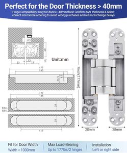 Charnières de porte cachées réglables 3D Divine 177MM pour portes - Product Image 2