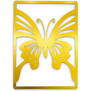 Butterfly Metal <b>Wall</b> Art Decor Modern Gold <b>Framed</b> Laser Cut <b>Design</b> for Home Interior Decoration - Product Image 1