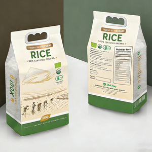 Saco de Arroz Personalizado 5kg 10kg 15kg Embalagem de Arroz com Fundo Plano Saco de Plástico Não Tecido de Nylon para Grãos - Product Image 1