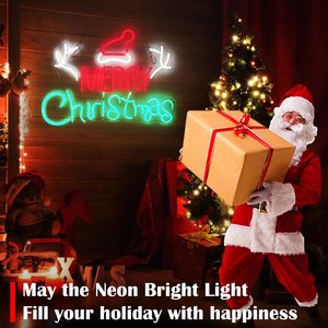 ป้ายไฟนีออน LED ต้นคริสต์มาส ตกแต่งผนังสำหรับเทศกาลคริสต์มาส ไฟนีออนสำหรับร้านค้าปลีก ป้ายแสดงสินค้าคริสต์มาส - Product Image 3