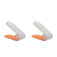 Étagère à chaussures pliable réglable à double couche en plastique, design gain de place, sans installation requise, solution de rangement pour armoire à chaussures