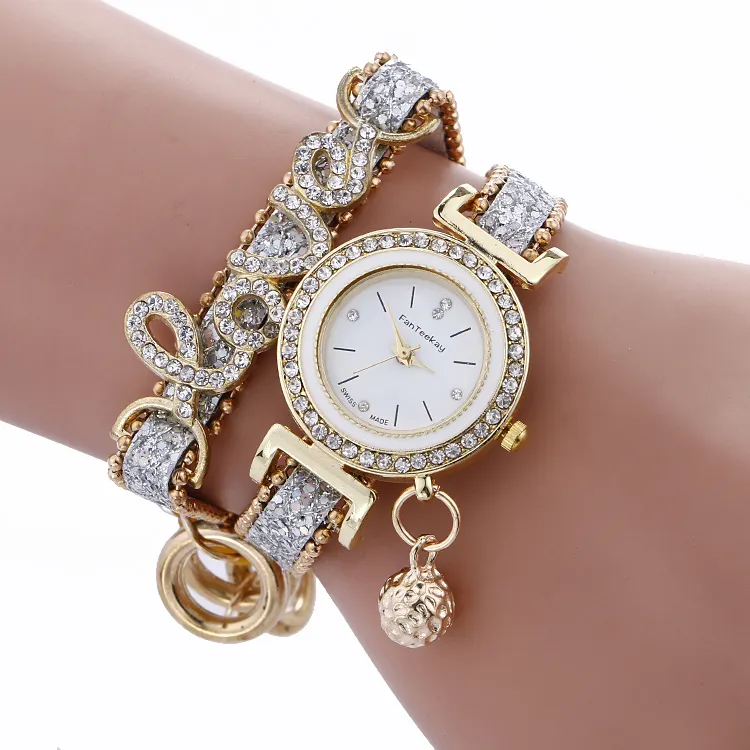 WJ-7001 Custom logo watches diamond girls handwatches ladies pendant bangle wrist watches