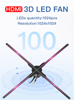 Ventilador Holográfico 3D de 100 cm con Entrada HDMI, Proyector 3D Publicitario con Cable HDMI, Puede Reproducir el Mundial 2023 en Tiempo Real