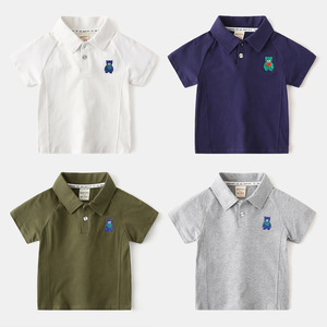 T-shirt d'été à manches courtes pour garçons <span class=keywords><strong>Polo</strong></span> pour enfants avec col roulé respirant bébé haut beau design - Product Image 1