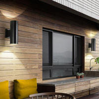 Applique murale LED extérieure moderne cylindrique bidirectionnelle étanche IP65 AC 85-265V 18W 12W 24W avec boîtier noir