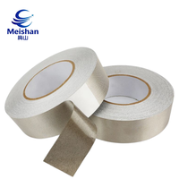 Cinta Conductora Plateada Gris Meishan de Tejido Liso, Protección EMI Anti-Interferencia, Autoadhesiva, para Sellado de Bolsas, Reparación de PCB Electrónicos
