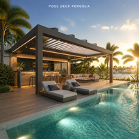 Pergola en aluminium insonorisée motorisée à lames orientables bioclimatiques pour balcon extérieur, imperméable et thermolaquée