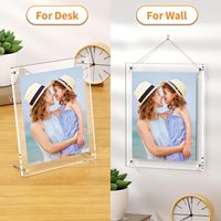8.5x11 cadres photo acryliques sans cadre modernes 2-Pack Clear Square Cubes Stand Lucite cadres transparents affichage de bureau mural