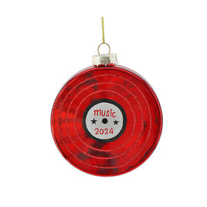 Nuova festa personalizzata pallina musica CD ciondolo vetro soffiato arazzi ornamento alberi di natale decorazioni - Product Image 3